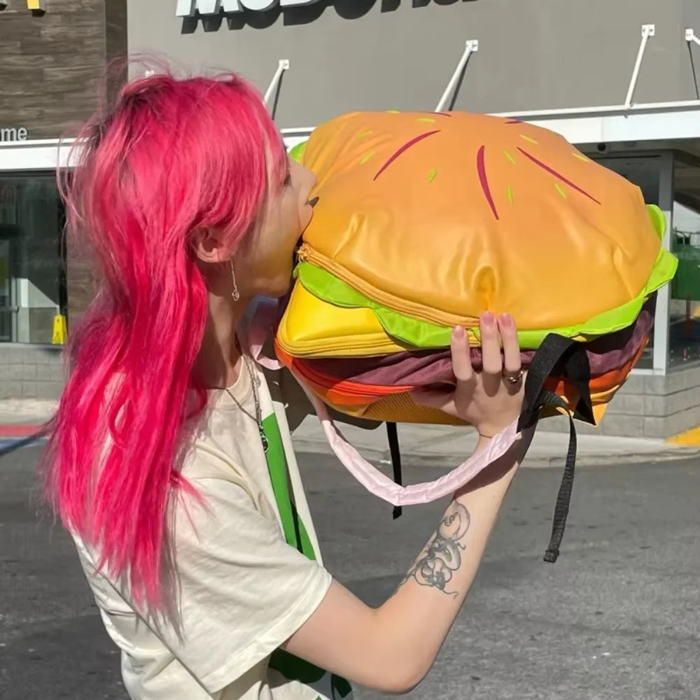 Stylish Cheeseburger-Inspired Backpack/Crossbody