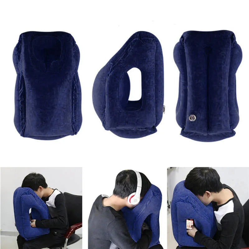 PVC Inflatable Airplane Travel Pillow Portable Headrest Support