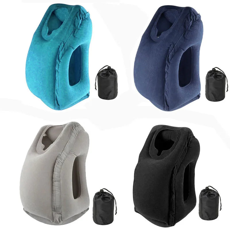 PVC Inflatable Airplane Travel Pillow Portable Headrest Support