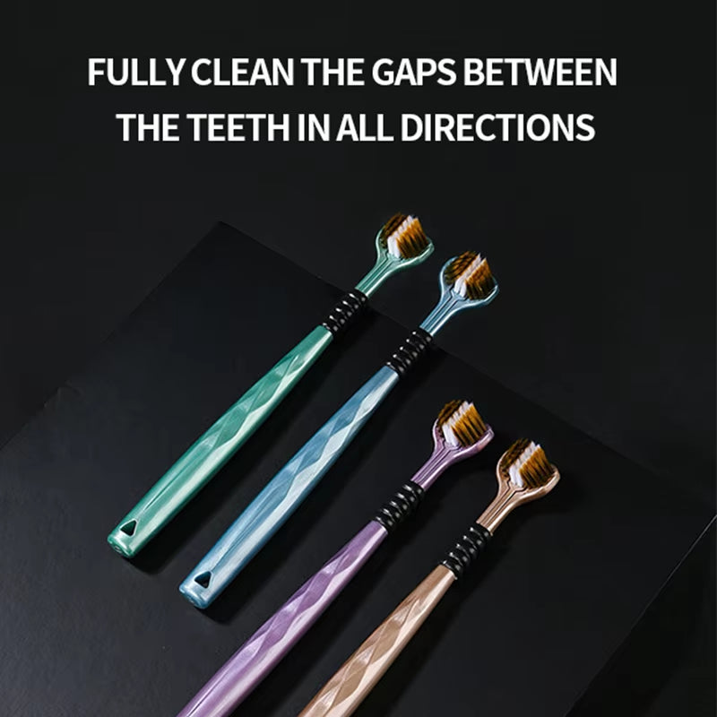 Triple Sided Toothbrush with Soft Bristles for Adults - Men and Women Can Use Household Toothbrushes - Scrape Tongue Coating