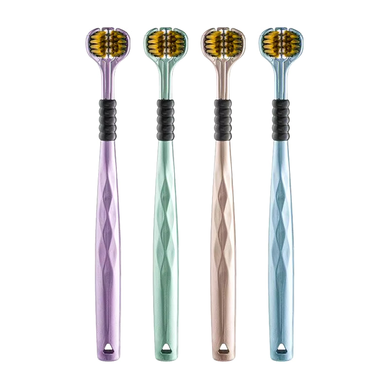 Triple Sided Toothbrush with Soft Bristles for Adults - Men and Women Can Use Household Toothbrushes - Scrape Tongue Coating